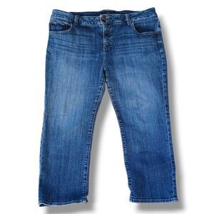 Lucky Brand Emma Crop Jeans-Size 16W-Whiskering-High Rise-Curvy Fit-Minimal